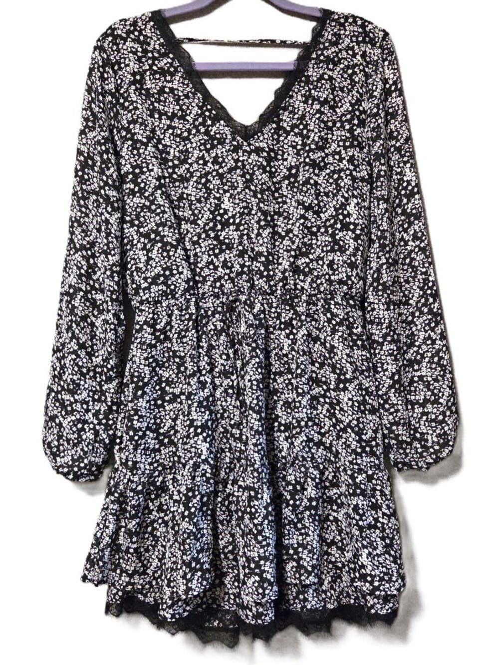 Maurices Black and White Floral Mini Dress Size M